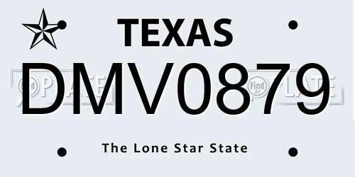 DMV0879 Texas License Plate