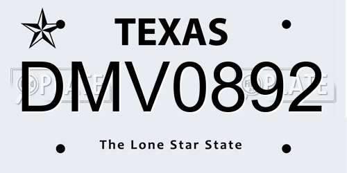 DMV0892 Texas License Plate