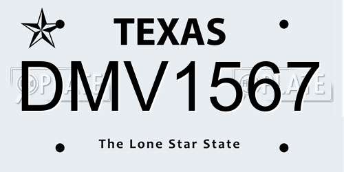 DMV1567 Texas License Plate