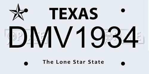 DMV1934 Texas License Plate