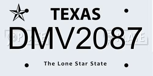DMV2087 Texas License Plate