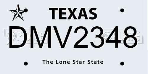 DMV2348 Texas License Plate