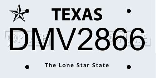 DMV2866 Texas License Plate