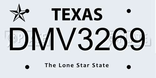DMV3269 Texas License Plate