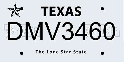 DMV3460 Texas License Plate