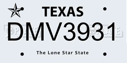 DMV3931 Texas License Plate