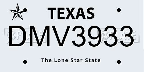 DMV3933 Texas License Plate