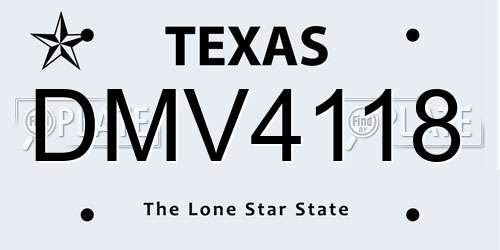 DMV4118 Texas License Plate