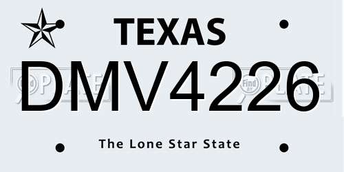 DMV4226 Texas License Plate