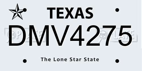 DMV4275 Texas License Plate