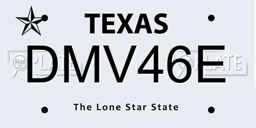 DMV46E Texas License Plate