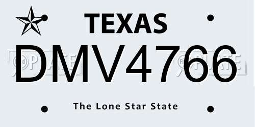DMV4766 Texas License Plate