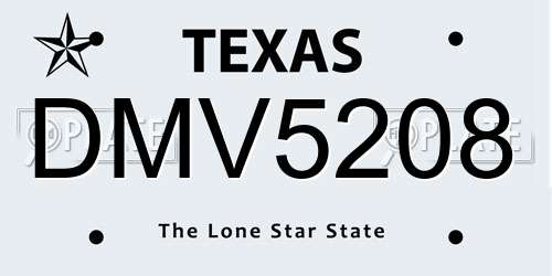 DMV5208 Texas License Plate