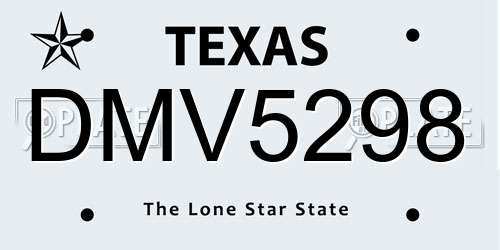 DMV5298 Texas License Plate
