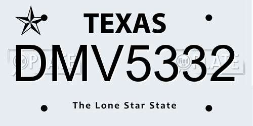 DMV5332 Texas License Plate