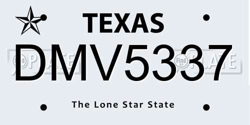 DMV5337 Texas License Plate