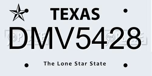 DMV5428 Texas License Plate