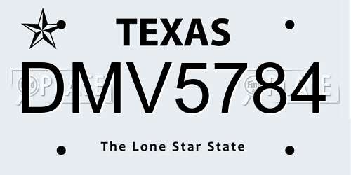 DMV5784 Texas License Plate