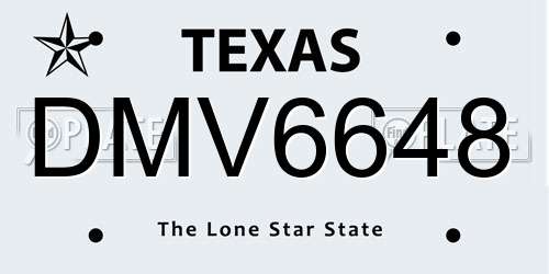 DMV6648 Texas License Plate