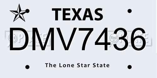 DMV7436 Texas License Plate