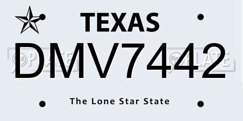 DMV7442 Texas License Plate