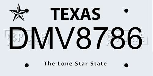 DMV8786 Texas License Plate