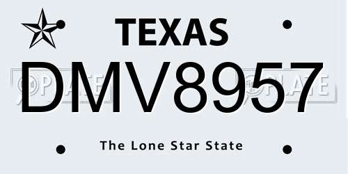 DMV8957 Texas License Plate