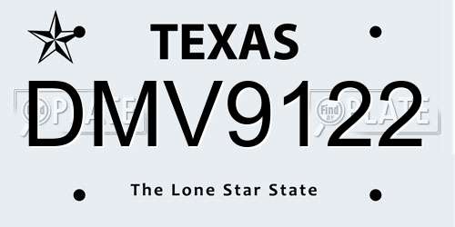 DMV9122 Texas License Plate