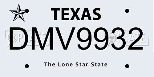 DMV9932 Texas License Plate
