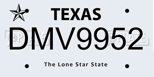 DMV9952 Texas License Plate