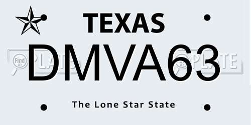 DMVA63 Texas License Plate