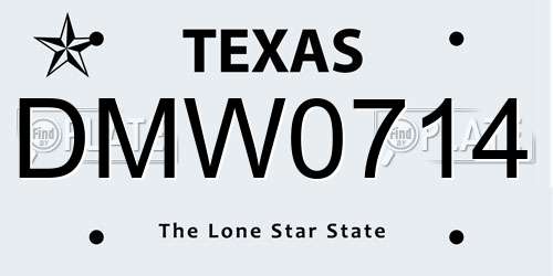 DMW0714 Texas License Plate