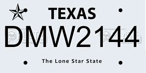 DMW2144 Texas License Plate