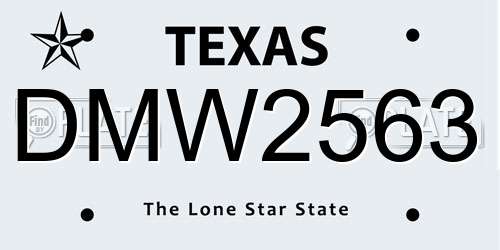 DMW2563 Texas License Plate