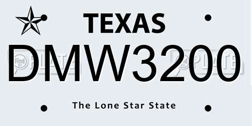 DMW3200 Texas License Plate