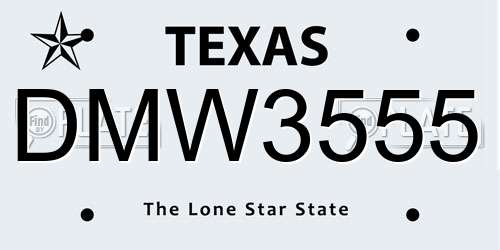 DMW3555 Texas License Plate