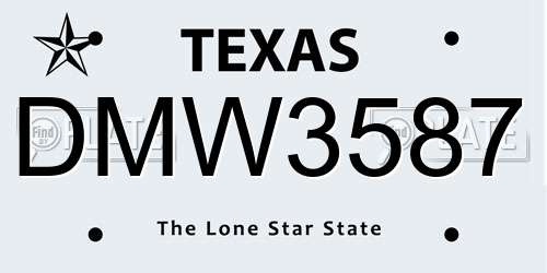 DMW3587 Texas License Plate