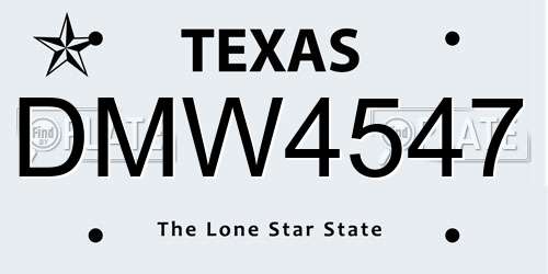 DMW4547 Texas License Plate