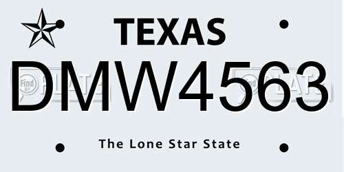 DMW4563 Texas License Plate