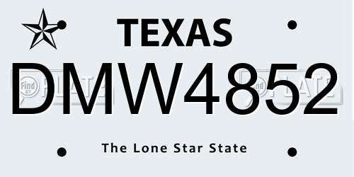 DMW4852 Texas License Plate
