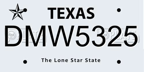 DMW5325 Texas License Plate