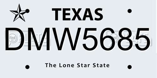 DMW5685 Texas License Plate