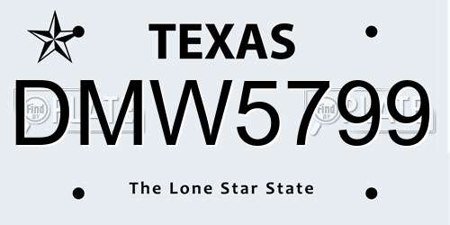 DMW5799 Texas License Plate