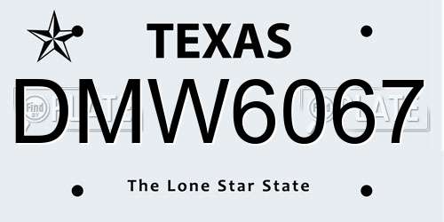 DMW6067 Texas License Plate
