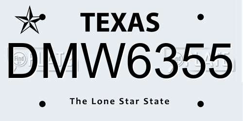 DMW6355 Texas License Plate