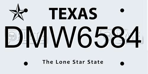 DMW6584 Texas License Plate