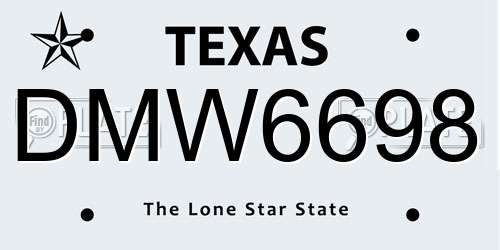DMW6698 Texas License Plate