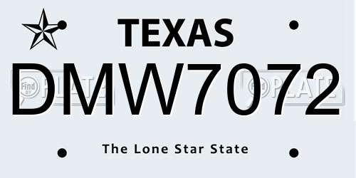 DMW7072 Texas License Plate