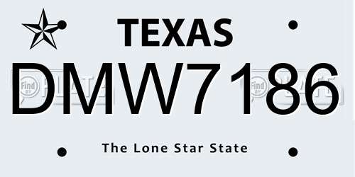 DMW7186 Texas License Plate