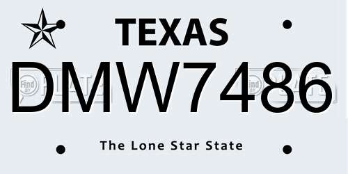 DMW7486 Texas License Plate
